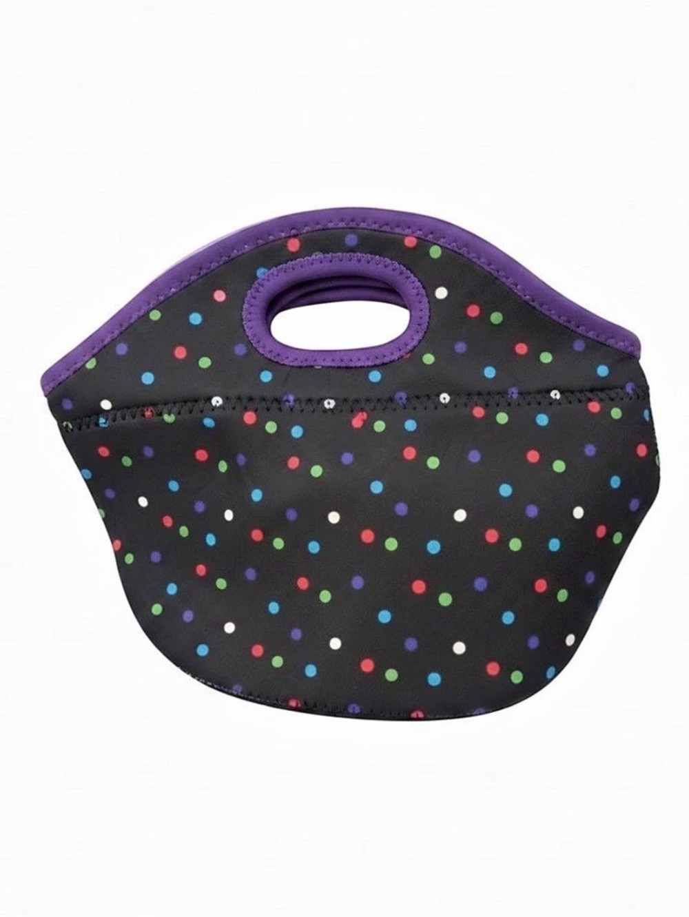 Built NY Gourmet Getaway Lunch Tote Polka Dot Black & Purple